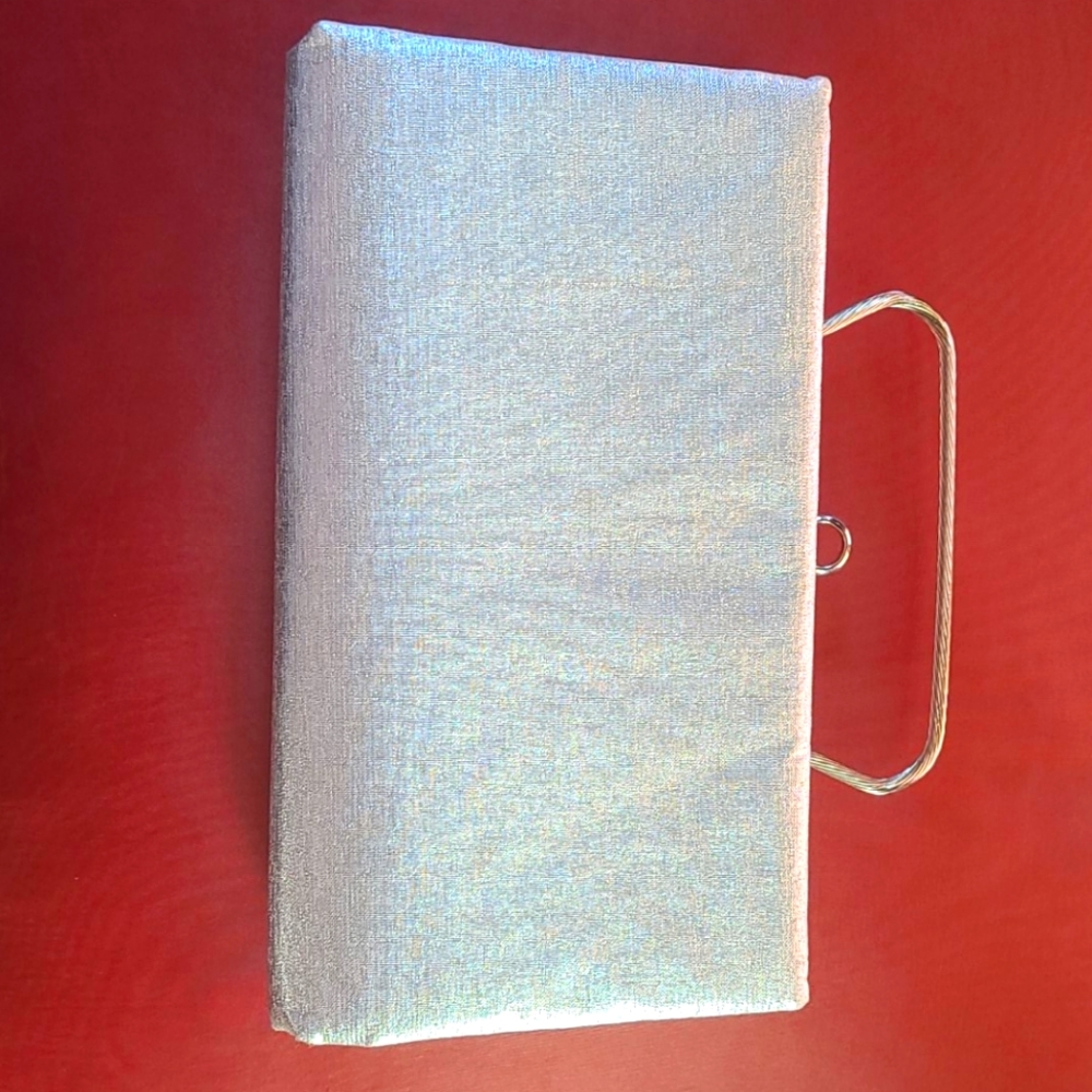 Vintage Champagne silver wedding clutch